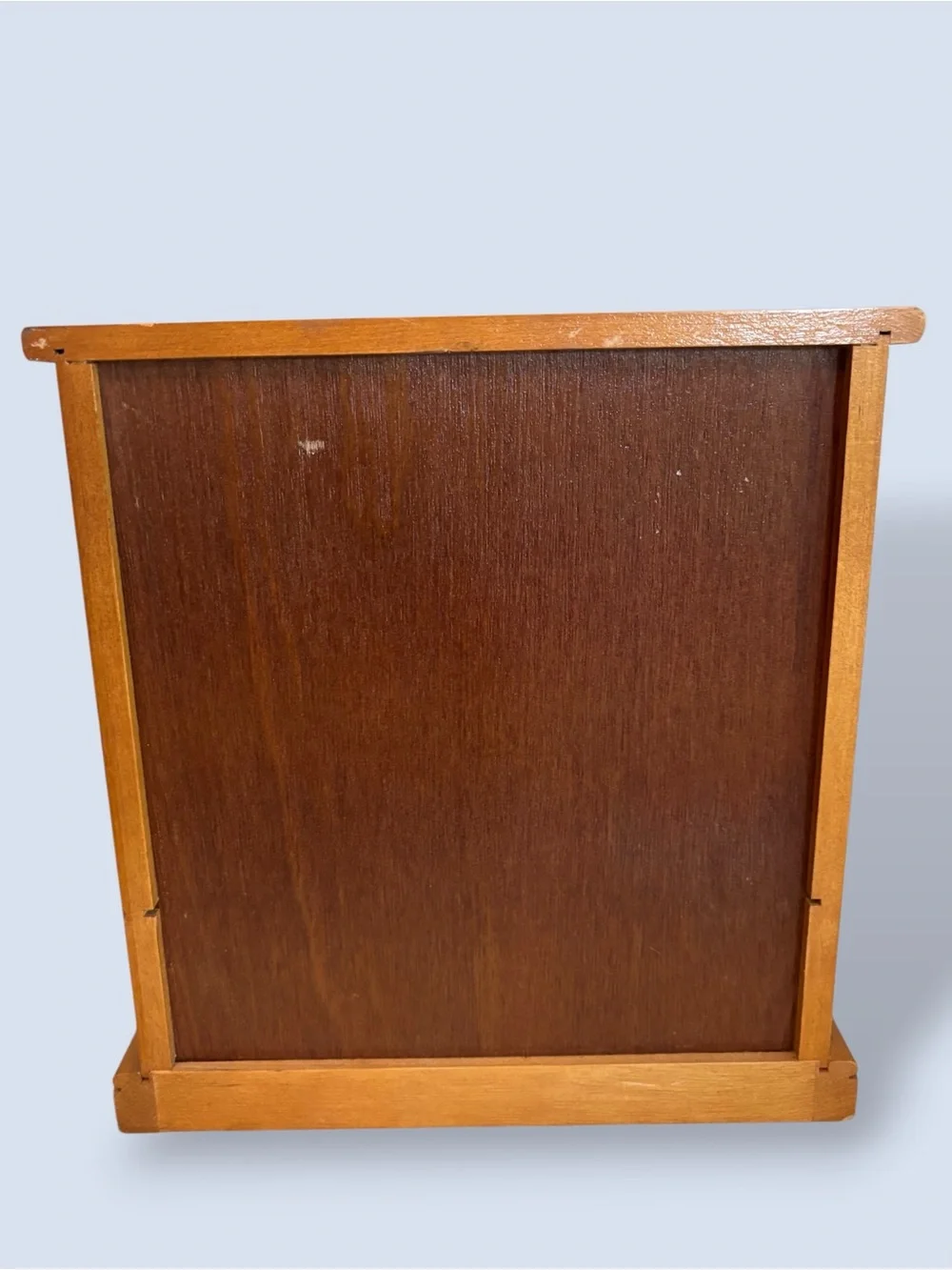 Vintage Wood Etched Glass Doors Jewelry Case Box Chest